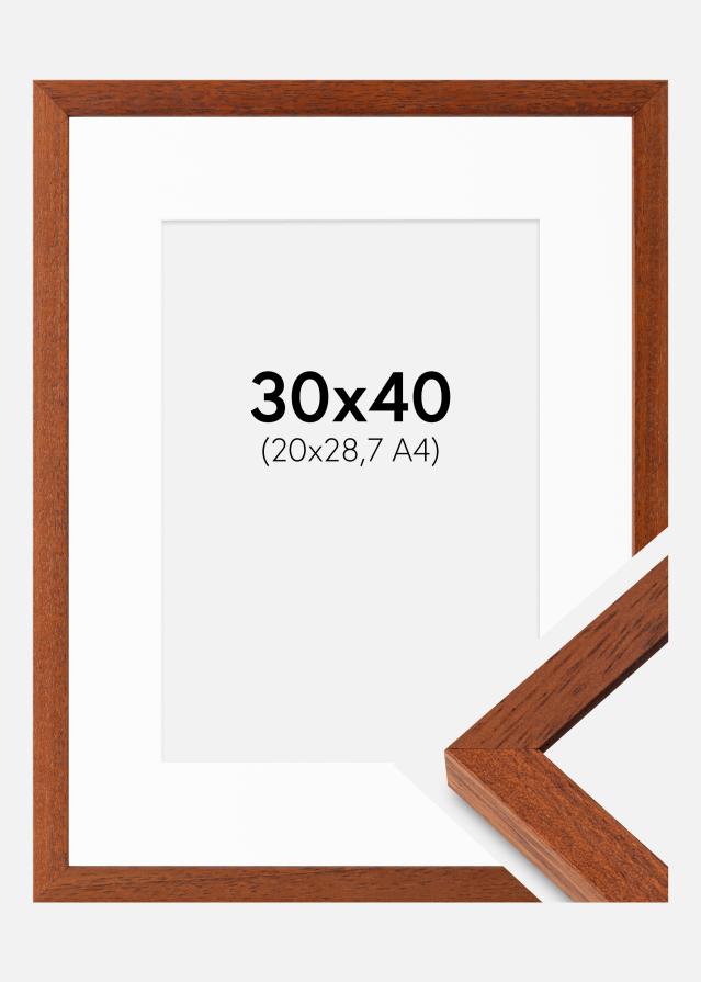 Ram med passepartou Rahmen Hermes Kirsche 30x40 cm - Passepartout Weiß 21x29,7 cm