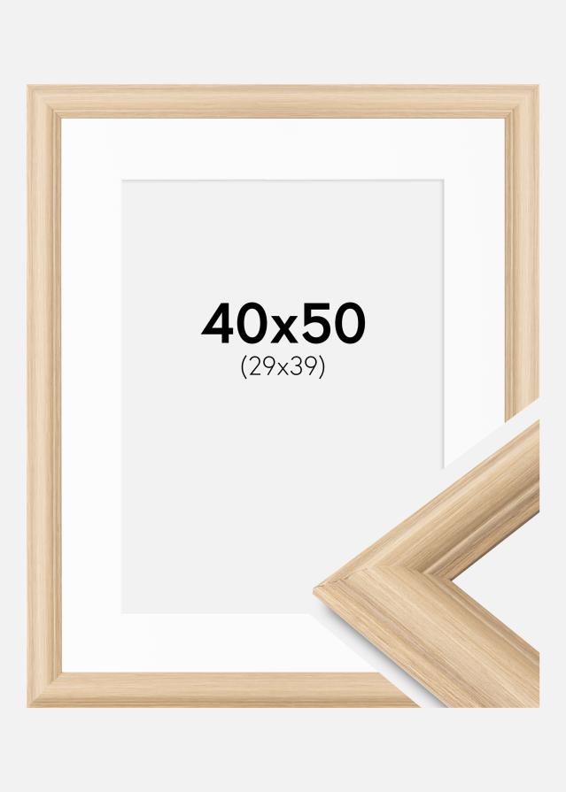 Ram med passepartou Rahmen Västkusten Eiche 40x50 cm - Passepartout Weiß 30x40 cm