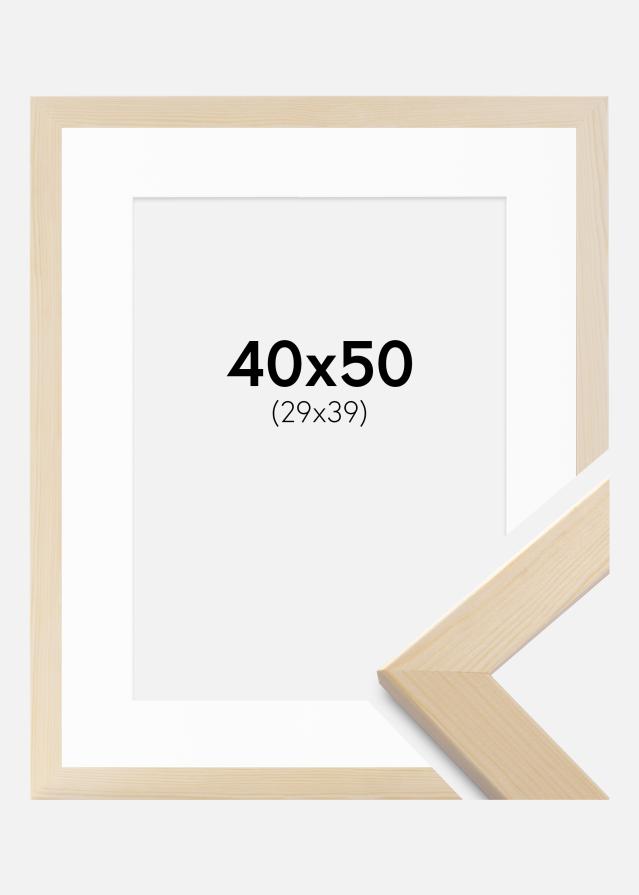 Ram med passepartou Rahmen Trendline Natur 40x50 cm - Passepartout Weiß 30x40 cm