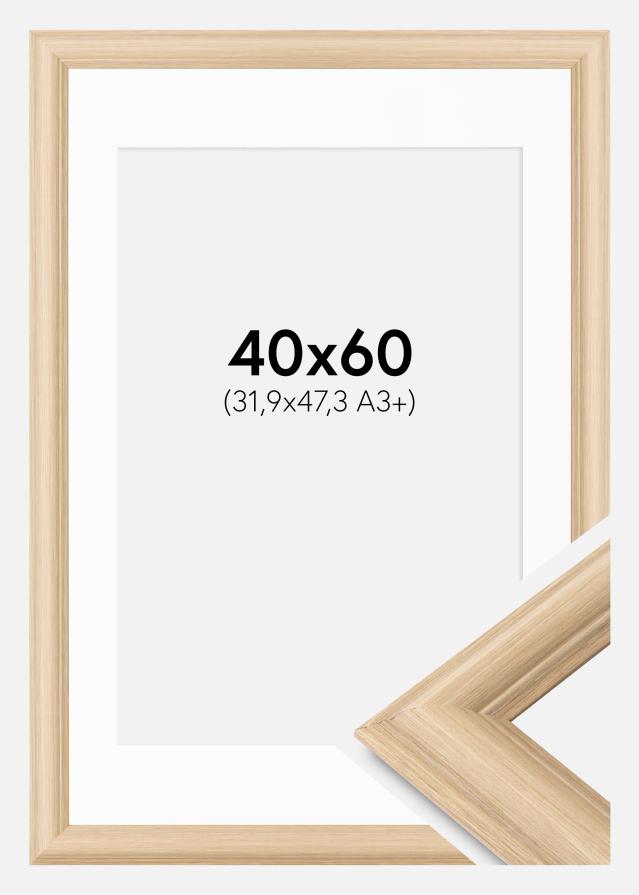 Ram med passepartou Rahmen Västkusten Eiche 40x60 cm - Passepartout Weiß 32,9x48,3 cm (A3+)