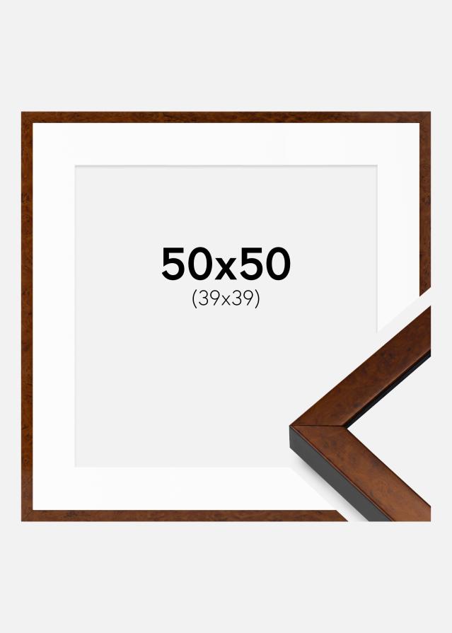 Ram med passepartou Rahmen Ares Walnuss 50x50 cm - Passepartout Weiß 40x40 cm