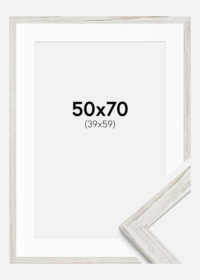 Ram med passepartou Rahmen Stilren Vintage Weiß 50x70 cm - Passepartout Weiß 40x60 cm