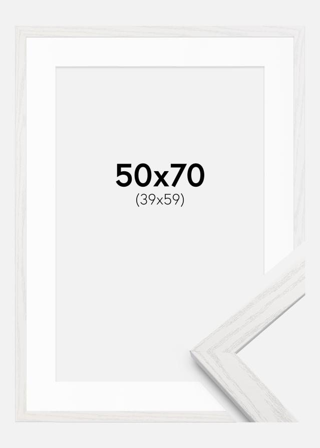 Ram med passepartou Rahmen Stilren weiße Eiche 50x70 cm - Passepartout Weiß 40x60 cm