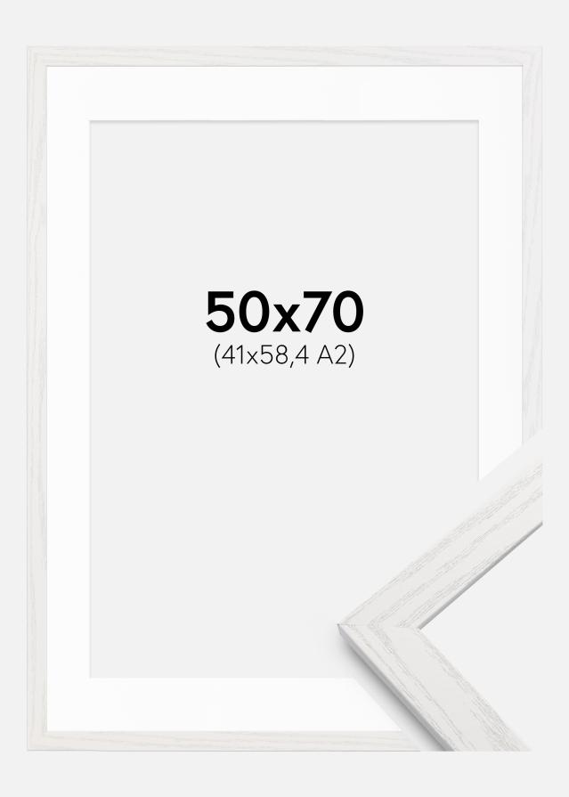 Ram med passepartou Rahmen Stilren weiße Eiche 50x70 cm - Passepartout Weiß 42x59,4 cm