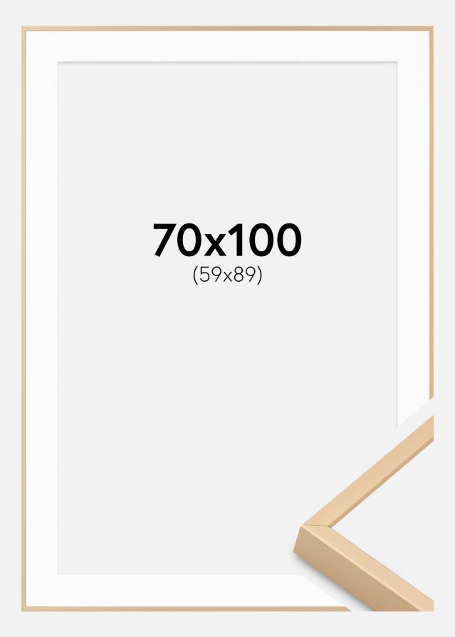Ram med passepartou Aluminiumrahmen Messing 70x100 cm - Passepartout Weiß 60x90 cm
