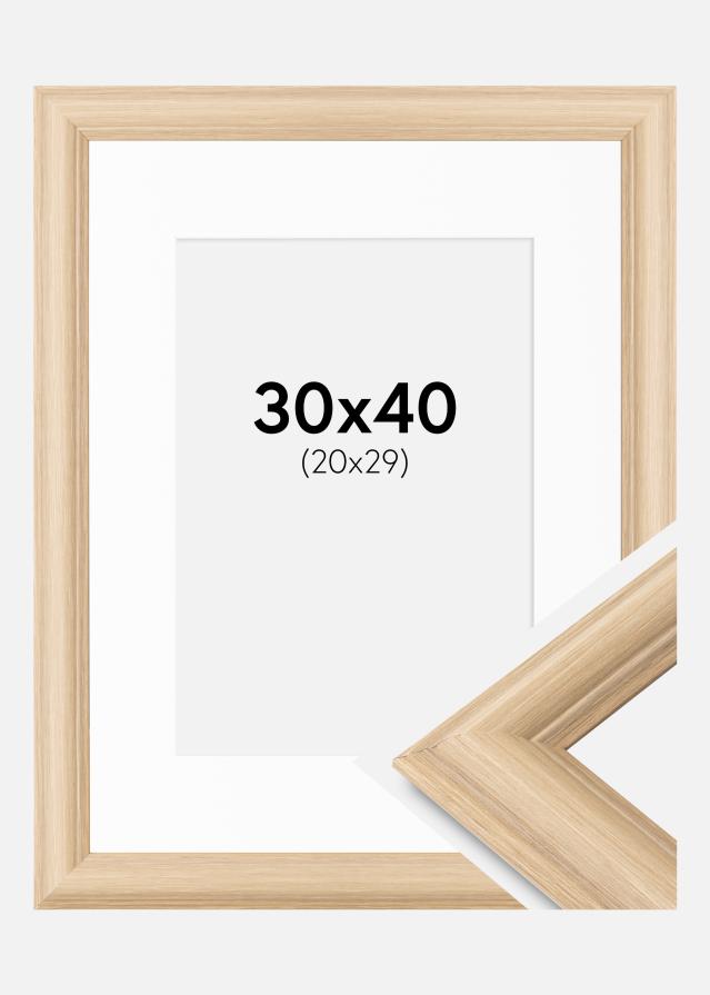 Ram med passepartou Rahmen Västkusten Eiche 30x40 cm - Passepartout Weiß 21x30 cm