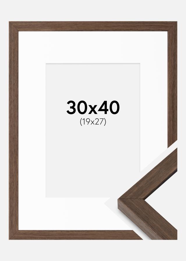 Ram med passepartou Rahmen Hermes Walnuss 30x40 cm - Passepartout Weiß 20x28 cm