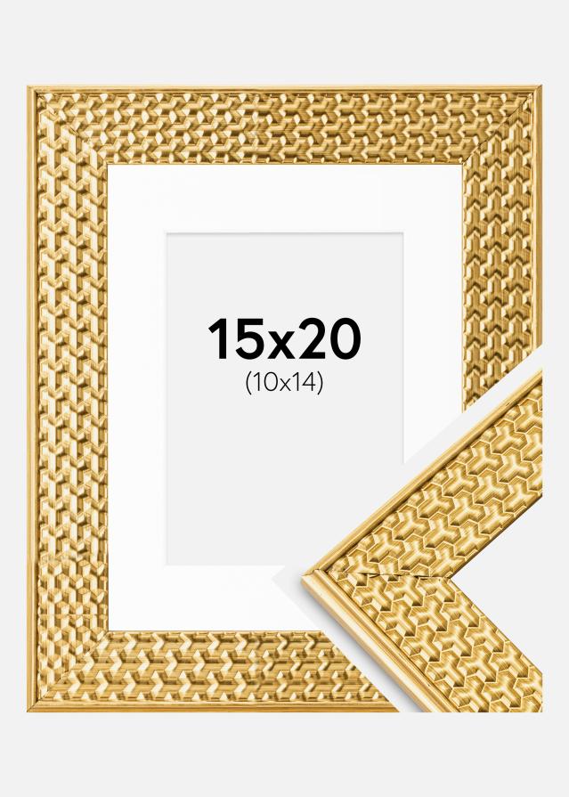 Ram med passepartou Rahmen Grace Gold 15x20 cm - Passepartout Weiß 11x15 cm