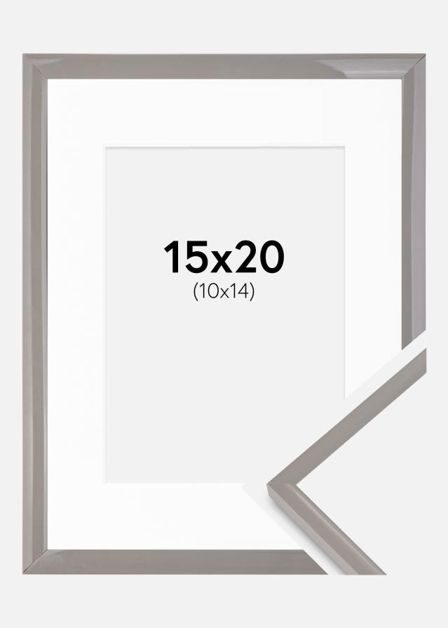 Ram med passepartou Rahmen New Lifestyle erdgrau 15x20 cm - Passepartout Weiß 11x15 cm