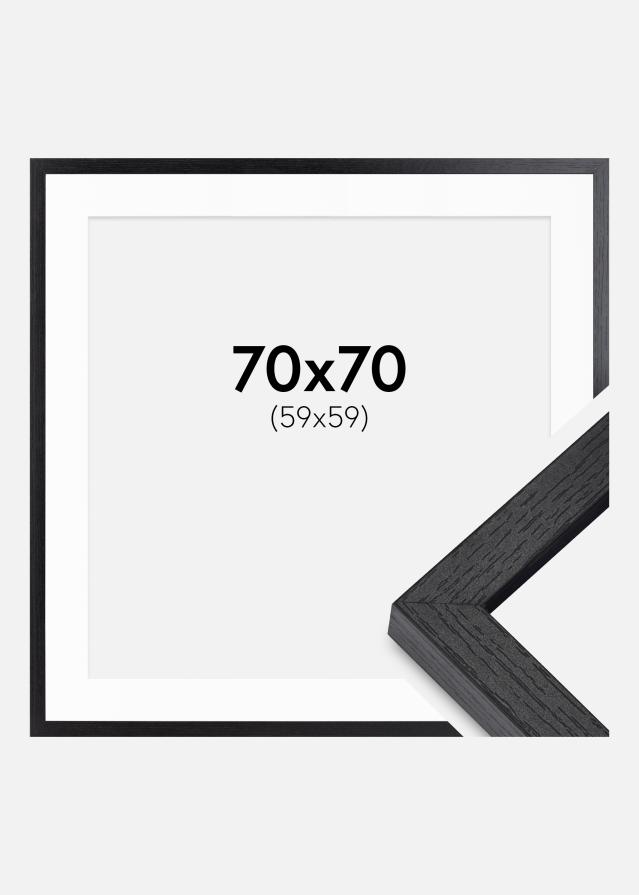 Ram med passepartou BGA Kastenrahmen Schwarz 70x70 cm - Passepartout Weiß 60x60 cm