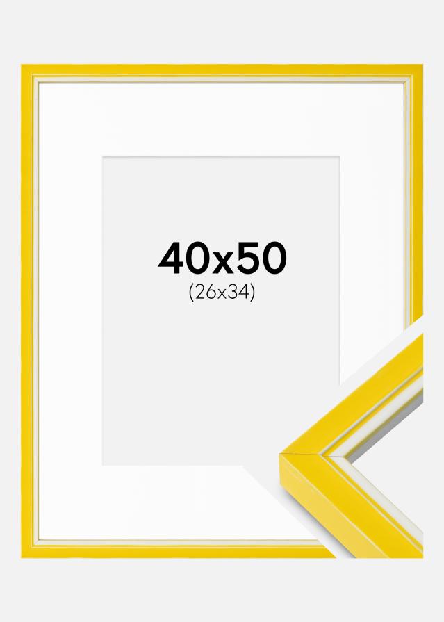 Ram med passepartou Rahmen Diana Gelb 40x50 cm - Passepartout Weiß 27x35 cm