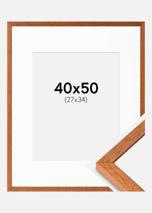 Ram med passepartou Rahmen Ares Kirsche 40x50 cm - Passepartout Weiß 28x35 cm