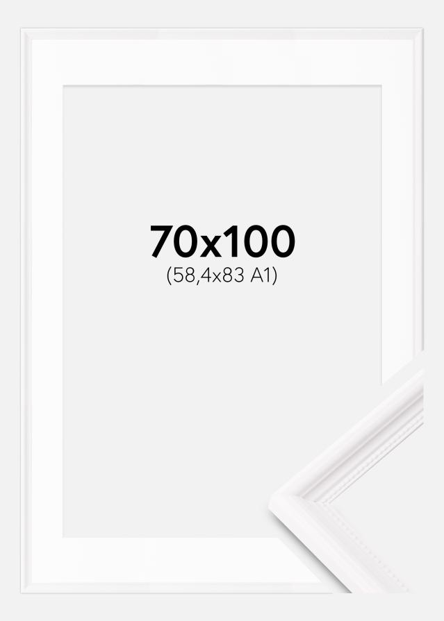Ram med passepartou Rahmen Gala Weiß 70x100 cm - Passepartout Weiß 59,4x84 cm (A1)