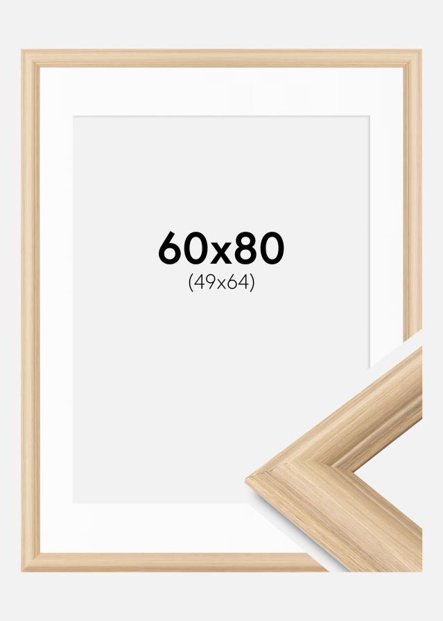 Ram med passepartou Rahmen Västkusten Eiche 60x80 cm - Passepartout Weiß 50x65 cm