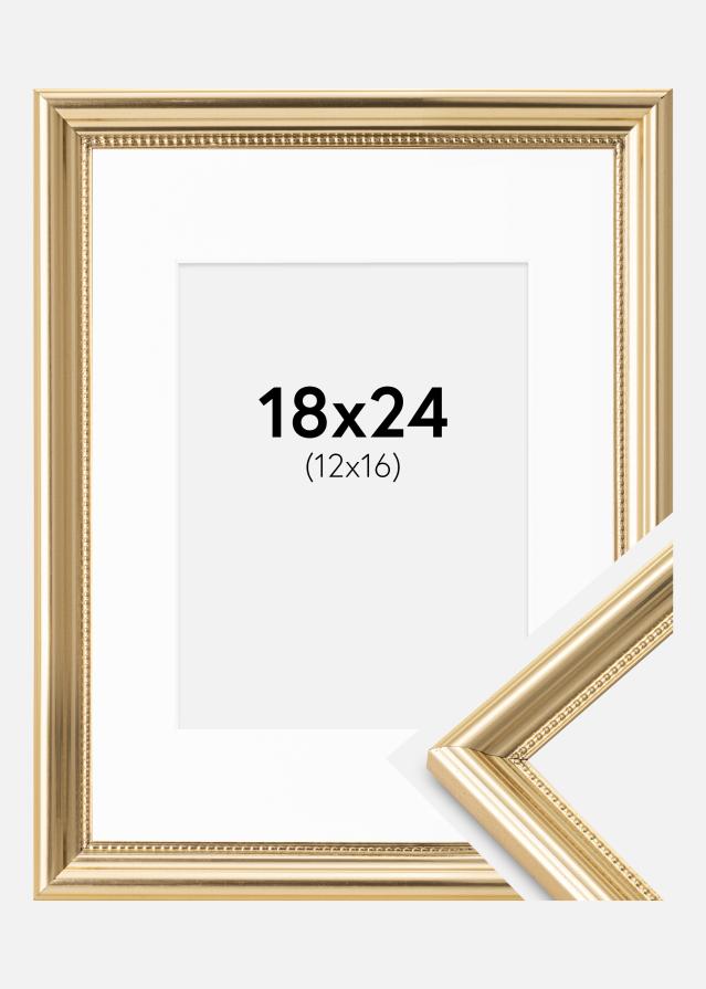 Ram med passepartou Rahmen Gala Gold 18x24 cm - Passepartout Weiß 13x17 cm
