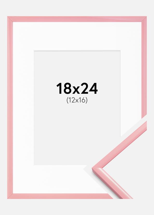 Ram med passepartou Rahmen New Lifestyle Rosa 18x24 cm - Passepartout Weiß 13x17 cm