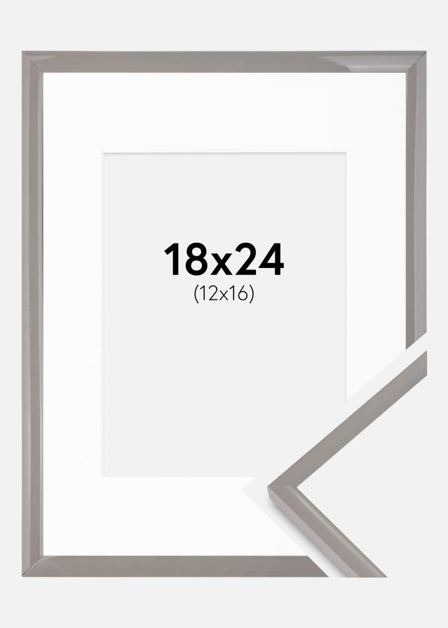 Ram med passepartou Rahmen New Lifestyle erdgrau 18x24 cm - Passepartout Weiß 13x17 cm