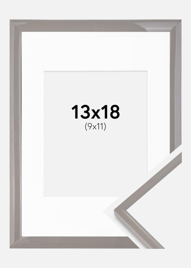 Ram med passepartou Rahmen New Lifestyle erdgrau 13x18 cm - Passepartout Weiß 10x12 cm