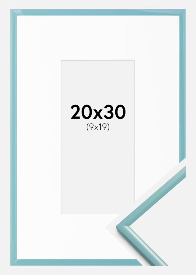 Ram med passepartou Rahmen New Lifestyle Türkis 20x30 cm– - Passepartout Weiß 10x20 cm