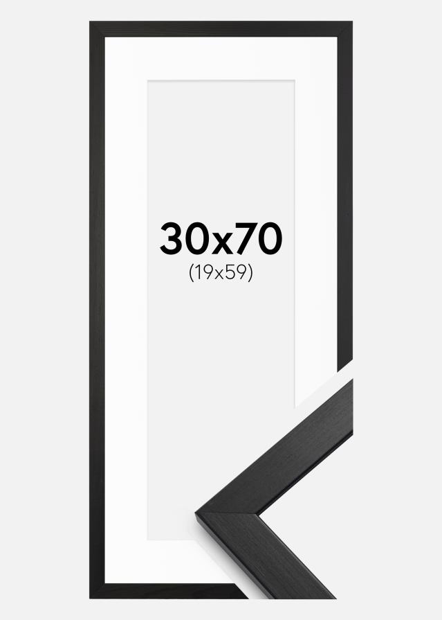 Ram med passepartou Rahmen Stilren Schwarz 30x70 cm - Passepartout Weiß 20x60 cm