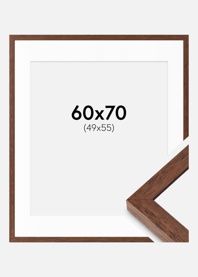 Ram med passepartou Rahmen Hermes Teak 60x70 cm - Passepartout Weiß 50x56 cm
