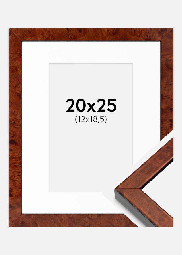 Ram med passepartou Rahmen Hermes Walnuss 20x25 cm - Passepartout Weiß 13x19,5 cm