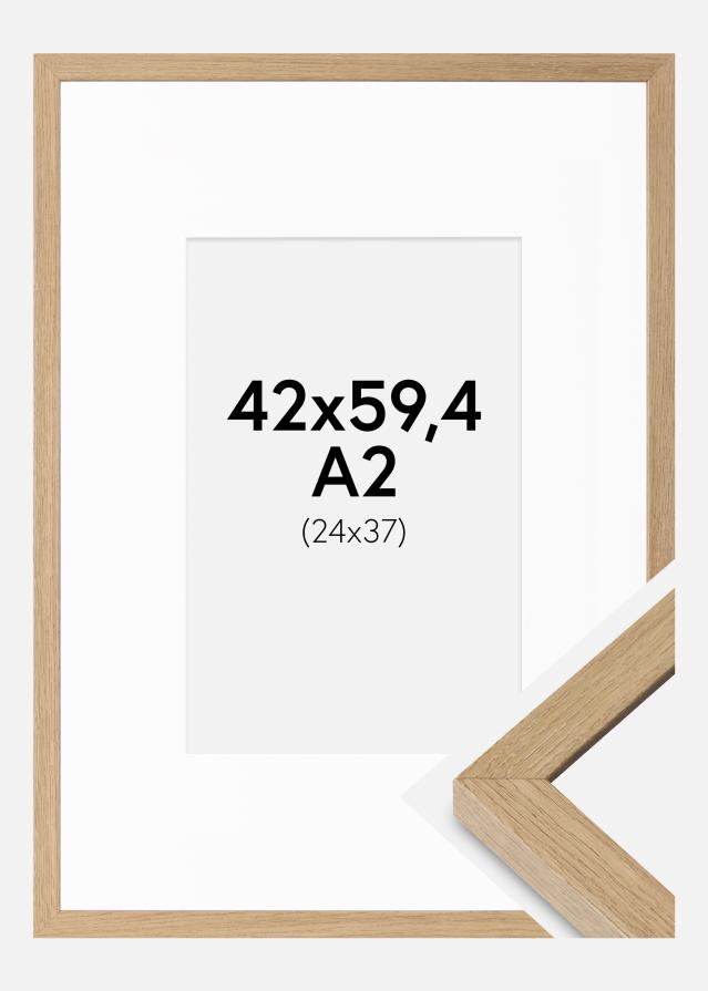 Ram med passepartou Rahmen Hermes natürlich Eiche 42x59,4 cm - Passepartout Weiß 25x38 cm