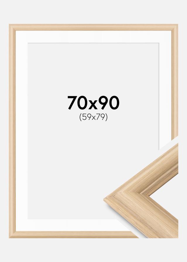 Ram med passepartou Rahmen Västkusten Eiche 70x90 cm - Passepartout Weiß 60x80 cm