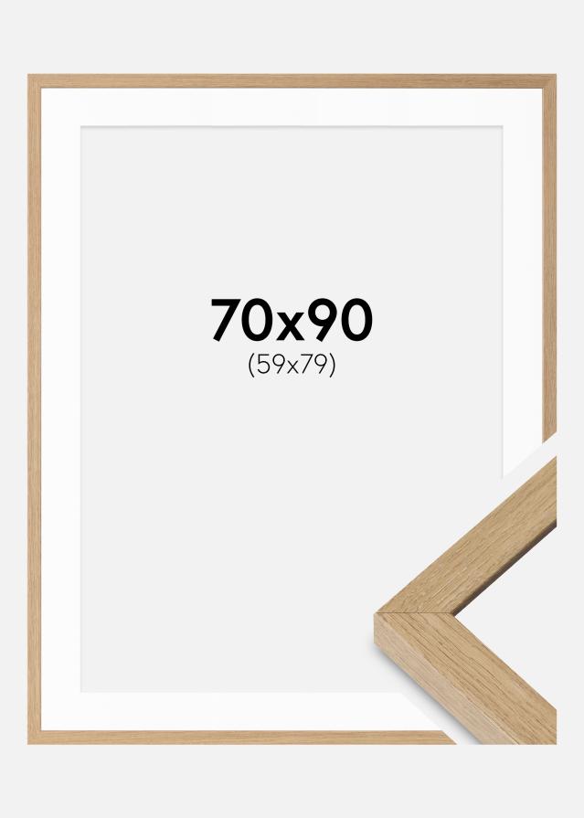 Ram med passepartou Rahmen Hermes natürlich Eiche 70x90 cm - Passepartout Weiß 60x80 cm