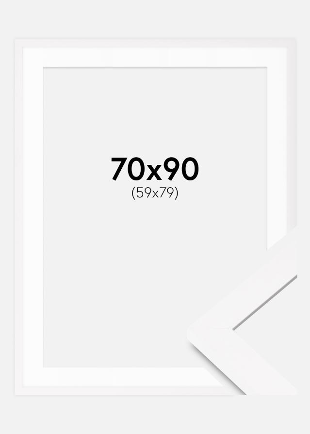 Ram med passepartou Rahmen BGA Classic Weiß 70x90 cm - Passepartout Weiß 60x80 cm