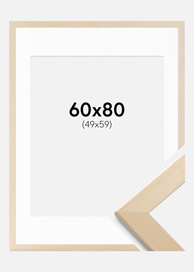 Ram med passepartou Rahmen Trendline Natur 60x80 cm - Passepartout Weiß 50x60 cm