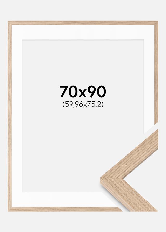 Ram med passepartou Rahmen BGA Classic Eiche 70x90 cm - Passepartout Weiß 24x30 inches