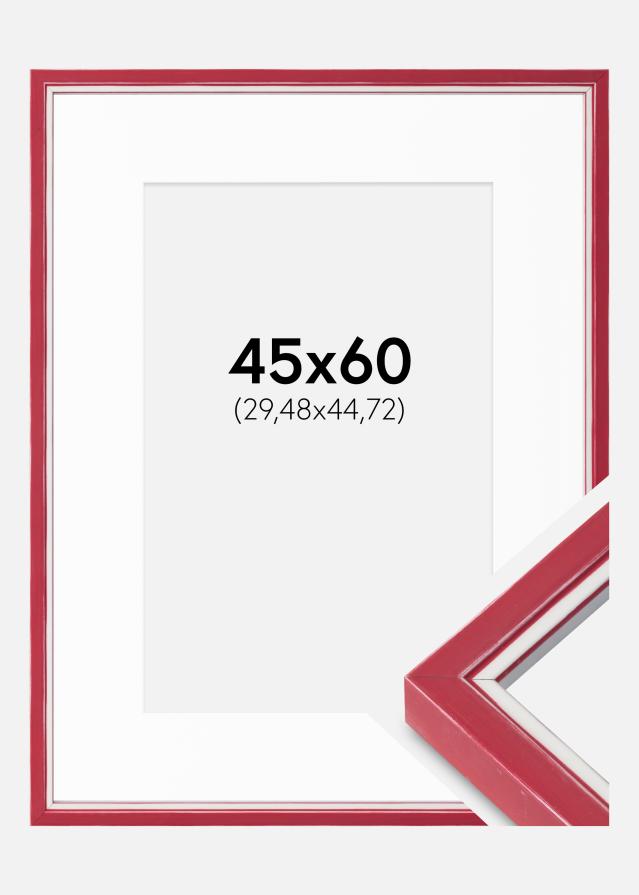 Ram med passepartou Rahmen Diana Rot 45x60 cm - Passepartout Weiß 12x18 inches