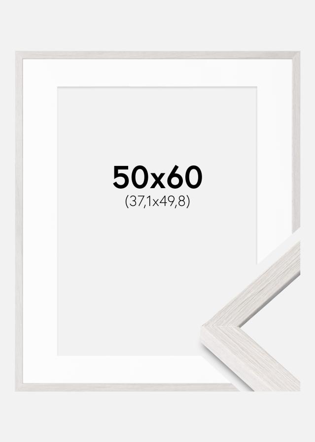 Ram med passepartou Rahmen Ares weiße Eiche 50x60 cm - Passepartout Weiß 15x20 inches