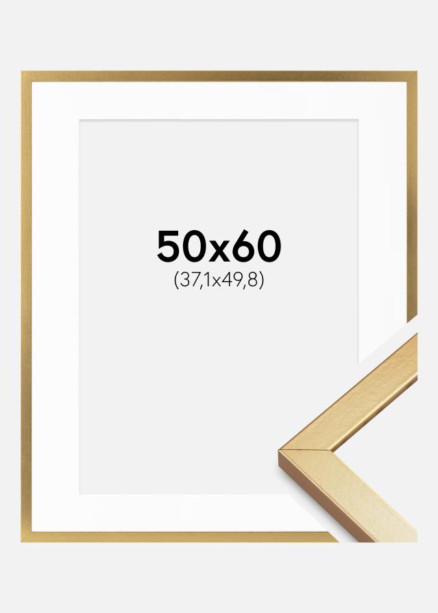 Ram med passepartou Rahmen Minerva Gold 50x60 cm - Passepartout Weiß 15x20 inches