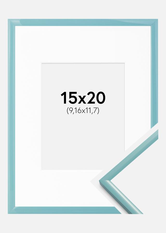 Ram med passepartou Rahmen New Lifestyle Türkis 15x20 cm - Passepartout Weiß 4x5 inches