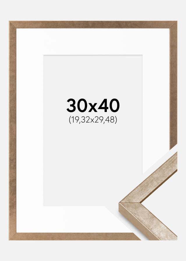 Ram med passepartou Rahmen Ares Messing 30x40 cm - Passepartout Weiß 8x12 inches