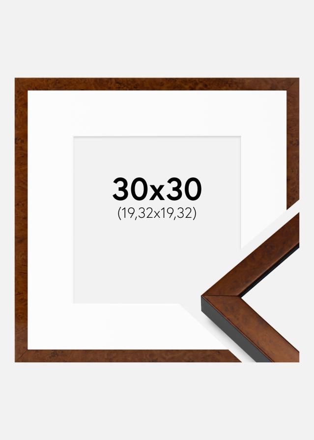 Ram med passepartou Rahmen Ares Walnuss 30x30 cm - Passepartout Weiß 8x8 inches