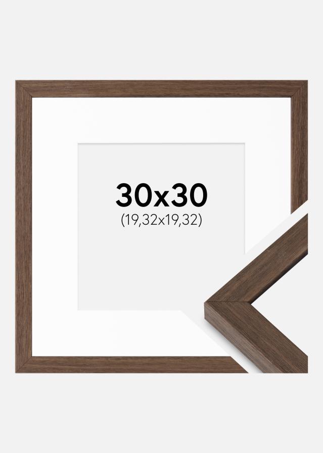 Ram med passepartou Rahmen Hermes Walnuss 30x30 cm - Passepartout Weiß 8x8 inches