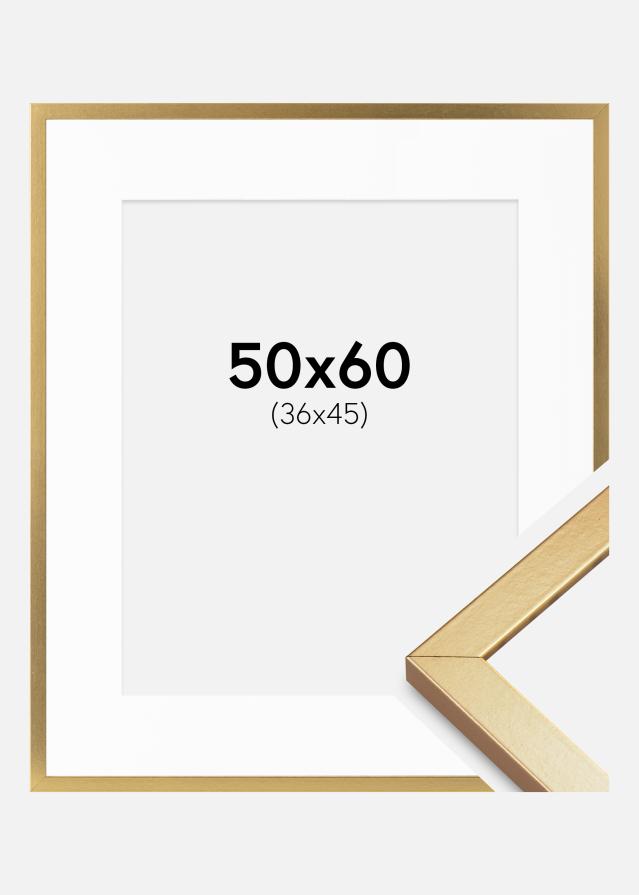 Ram med passepartou Rahmen Minerva Gold 50x60 cm - Passepartout Weiß 37x46 cm