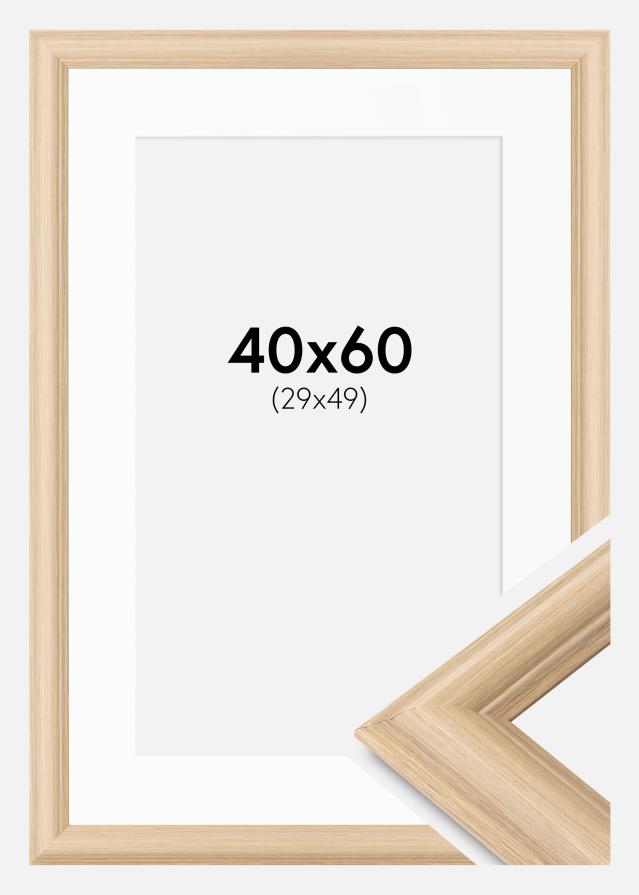 Ram med passepartou Rahmen Västkusten Eiche 40x60 cm - Passepartout Weiß 30x50 cm