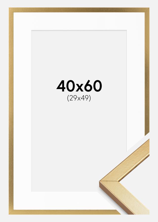 Ram med passepartou Rahmen Minerva Gold 40x60 cm - Passepartout Weiß 30x50 cm
