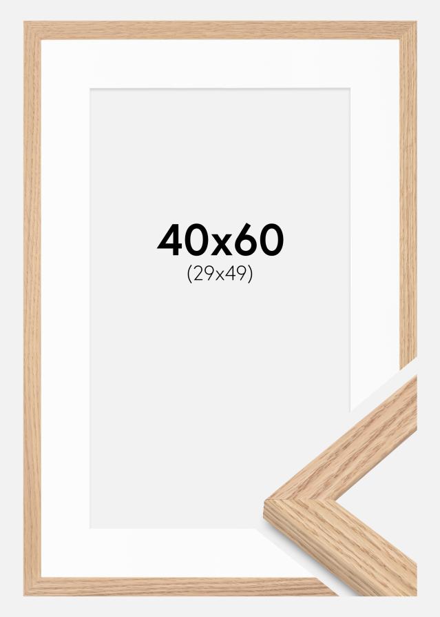 Ram med passepartou Rahmen Tidlös Massiv Eiche 40x60 cm - Passepartout Weiß 30x50 cm