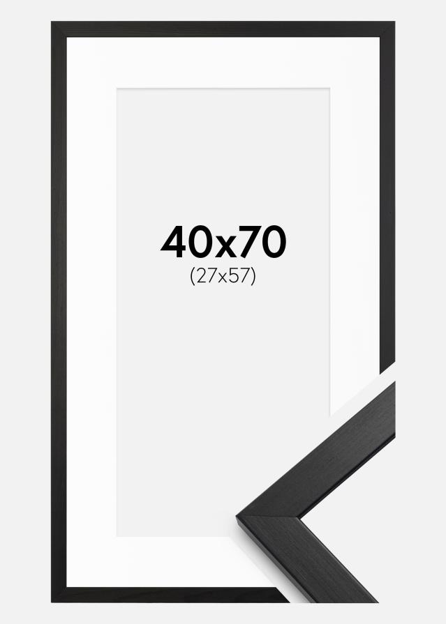 Ram med passepartou Rahmen Stilren Schwarz 40x70 cm - Passepartout Weiß 28x58 cm