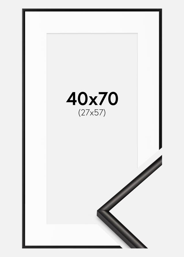 Ram med passepartou Rahmen Scandi Matt Schwarz 40x70 cm - Passepartout Weiß 28x58 cm