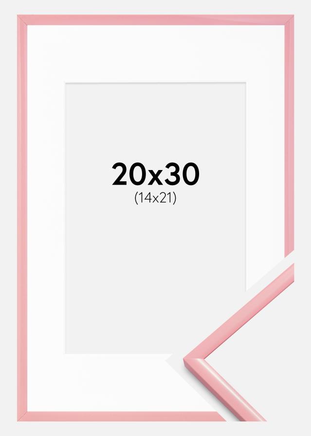 Ram med passepartou Rahmen New Lifestyle Rosa 20x30 cm - Passepartout Weiß 15x22 cm