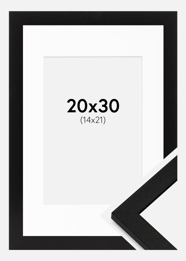 Ram med passepartou Rahmen BGA Classic Schwarz 20x30 cm - Passepartout Weiß 15x22 cm