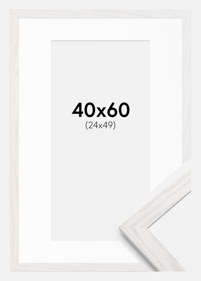 Ram med passepartou Rahmen Stilren weiße Eiche 40x60 cm - Passepartout Weiß 25x50 cm