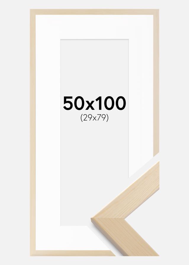 Ram med passepartou Rahmen Trendline Natur 50x100 cm - Passepartout Weiß 30x80 cm