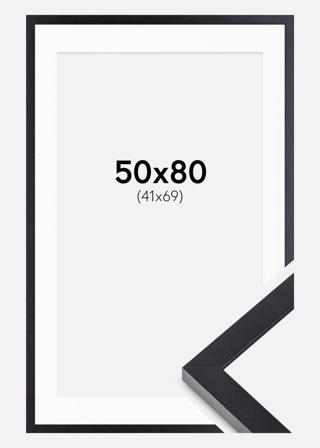 Ram med passepartou Rahmen Selection Schwarz 50x80 cm - Passepartout Weiß 42x70 cm